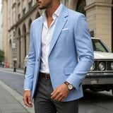 Mens Light Business-Style Plaid Suit Jacket