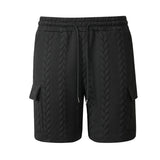 Mens Drawstring Jacquard Casual Shorts
