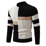 Mens Knitted Sweater With Color-block Design