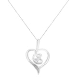 Espira 10K White Gold .03 Cttw Diamond-Accented Round-Cut Diamond Swirl Open Heart 18" Pendant Necklace (I-J Color, I2-I3 Clarity)