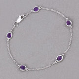 1.70 Carat Genuine Amethyst .925 Sterling Silver Bracelet