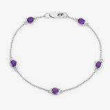 1.70 Carat Genuine Amethyst .925 Sterling Silver Bracelet