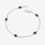 1.70 Carat Genuine Amethyst .925 Sterling Silver Bracelet