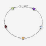 1.83 Carat Genuine Multi Stones .925 Sterling Silver Bracelet