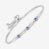 0.77 Carat Genuine Tanzanite and White Sapphire .925 Sterling Silver Bracelet