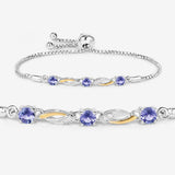 0.77 Carat Genuine Tanzanite and White Sapphire .925 Sterling Silver Bracelet