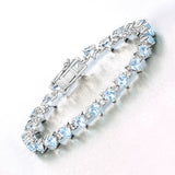 11.62 Carat Genuine Blue Topaz and White Diamond .925 Sterling Silver Bracelet