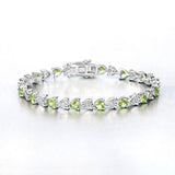 6.74 Carat Genuine Peridot and White Diamond .925 Sterling Silver Bracelet