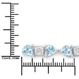 11.10 Carat Genuine Blue Topaz and White Diamond .925 Sterling Silver Bracelet