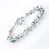 11.10 Carat Genuine Blue Topaz and White Diamond .925 Sterling Silver Bracelet
