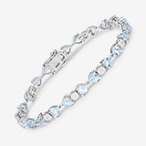 11.10 Carat Genuine Blue Topaz and White Diamond .925 Sterling Silver Bracelet