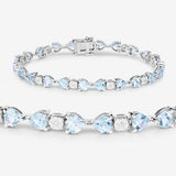 11.10 Carat Genuine Blue Topaz and White Diamond .925 Sterling Silver Bracelet