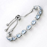 12.83 Carat Genuine Blue Topaz and White Topaz .925 Sterling Silver Bracelet