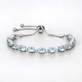 12.83 Carat Genuine Blue Topaz and White Topaz .925 Sterling Silver Bracelet