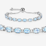 12.83 Carat Genuine Blue Topaz and White Topaz .925 Sterling Silver Bracelet