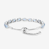 12.83 Carat Genuine Blue Topaz and White Topaz .925 Sterling Silver Bracelet