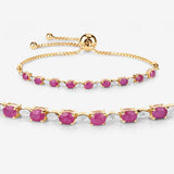2.01 Carat Genuine Ruby and White Diamond .925 Sterling Silver Bracelet