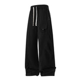 Retro American-style Patchwork High-street Loose Straight-leg Casual Pants