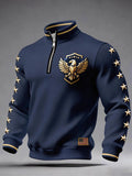 Mens Half-zip Hooded Sweatshirt With A Stand-up Collar Design