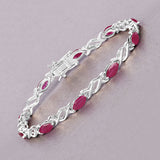 5.00 Carat Genuine Ruby 10K White Gold Bracelet