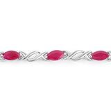 5.00 Carat Genuine Ruby 10K White Gold Bracelet
