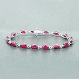 8.00 Carat Genuine Ruby 10K White Gold Bracelet