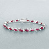 7.78 Carat Genuine Ruby and White Diamond 10K White Gold Bracelet