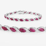 7.78 Carat Genuine Ruby and White Diamond 10K White Gold Bracelet