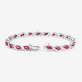 7.78 Carat Genuine Ruby and White Diamond 10K White Gold Bracelet