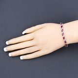 7.78 Carat Genuine Ruby and White Diamond 10K White Gold Bracelet