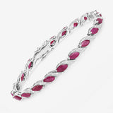 7.78 Carat Genuine Ruby and White Diamond 10K White Gold Bracelet