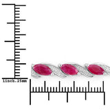 7.78 Carat Genuine Ruby and White Diamond 10K White Gold Bracelet