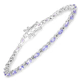 3.78 Carat Genuine Tanzanite .925 Sterling Silver Bracelet
