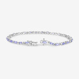 3.78 Carat Genuine Tanzanite .925 Sterling Silver Bracelet
