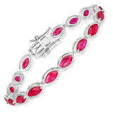 9.00 Carat Genuine Ruby 14K White Gold Bracelet