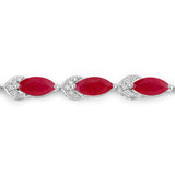 6.79 Carat Genuine Ruby and White Diamond 14K White Gold Bracelet