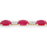 7.22 Carat Genuine Ruby and White Diamond 14K Yellow Gold Bracelet