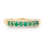 0.35 Carat Genuine Zambian Emerald and White Diamond 14K Yellow Gold Ring