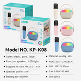KP-K08 Bluetooth Karaoke Speaker In Stock Features RGB Ambient Lighting Long Battery Life And Powerful Bass Includes Two Microphones A Best-selling Item