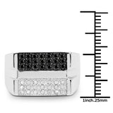 0.64 Carat Genuine Black Diamond and White Diamond .925 Sterling Silver Ring