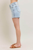 Judy Blue Full Size Frayed Hem High Rise Denim Shorts with Pockets Plus Size