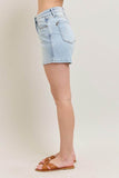 Judy Blue Full Size Frayed Hem High Rise Denim Shorts with Pockets Plus Size