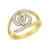 14K Yellow Gold Plated .925 Sterling Silver 1/4 Cttw Diamond Interlocking Loop Open Shank Bypass Ring (I-J Color, I1-I2 Clarity) - Size 7