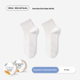Travel compression socks-medium tube-gray-polyester cotton-1 pair
