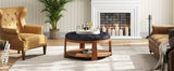 Modern Large Round Ottoman and Coffee Table 2-Tier