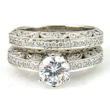 .54ct Antique Style Engagement Ring Set 18KT White Gold