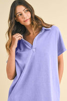 Annie Wear Mineral Washed Johnny Collar Short Sleeve Dress