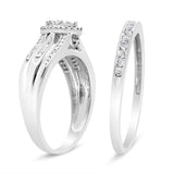 .925 Sterling Silver 1/2 Cttw Round and Baguette-Cut Diamond Engagement Bridal Set (I-J Color, I1-I2 Clarity) - Size 7