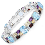 51.36 Carat Genuine Multi Stones .925 Sterling Silver Bracelet