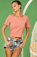 BiBi Rib Knit with Back Cross and Tied Detailed Top